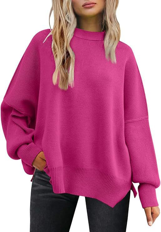 Round-neck batwing long-sleeved sweater