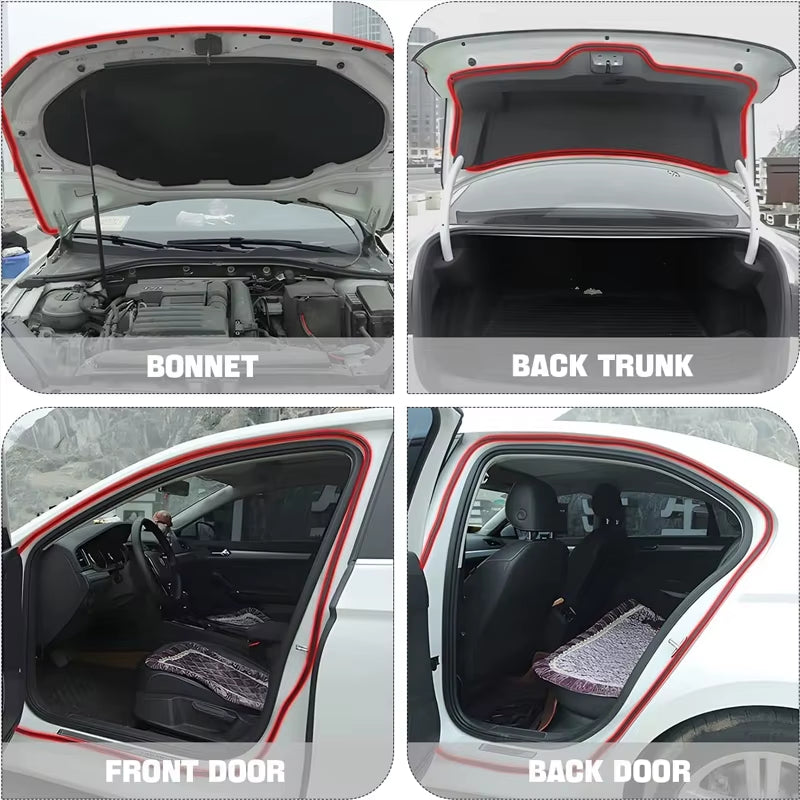 8M Double Layer Car Door Rubber Seal Strips Seal Adhesive Sticker Window Engine Cover Door Trunk Noise Insulation Weatherstrip