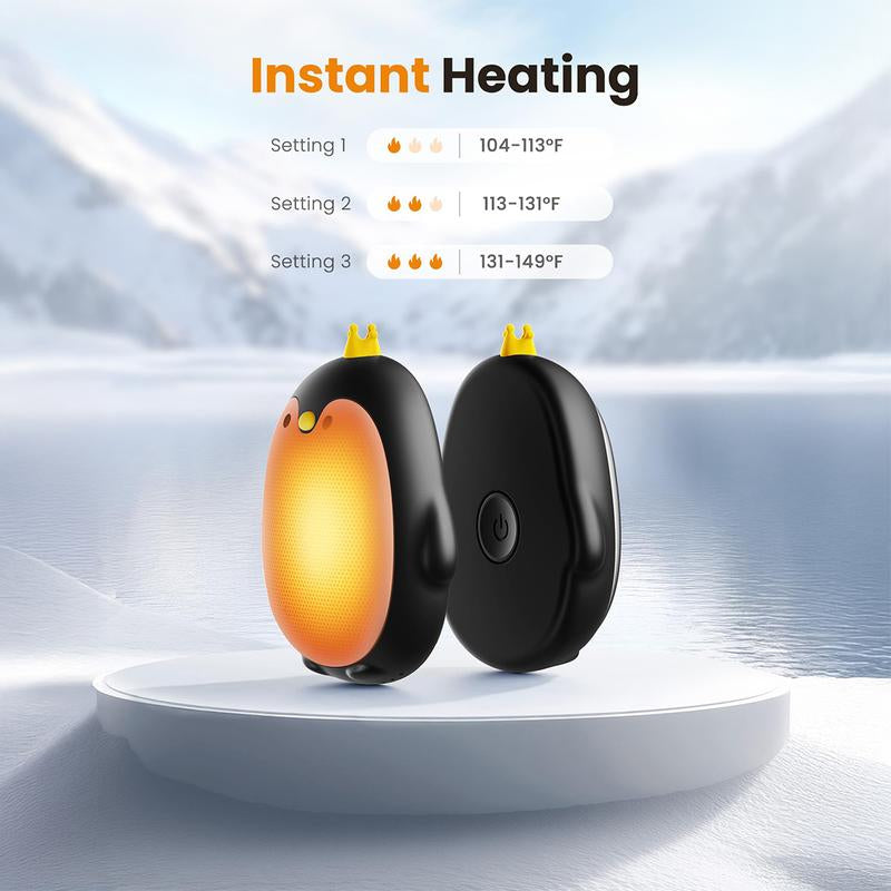 Stay Warm Anywhere GAIATOP Penguin Rechargeable Hand Warmers 2-Pack | 3 Heat Settings, Portable & Rechargeable | Camping, Hunting, Golf, Perfect Gift for Women & Men