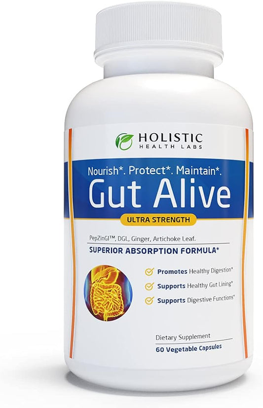 Gut Alive Digestive Health Support 60 Caps – IBS, Acid Reflux, Heartburn Relief