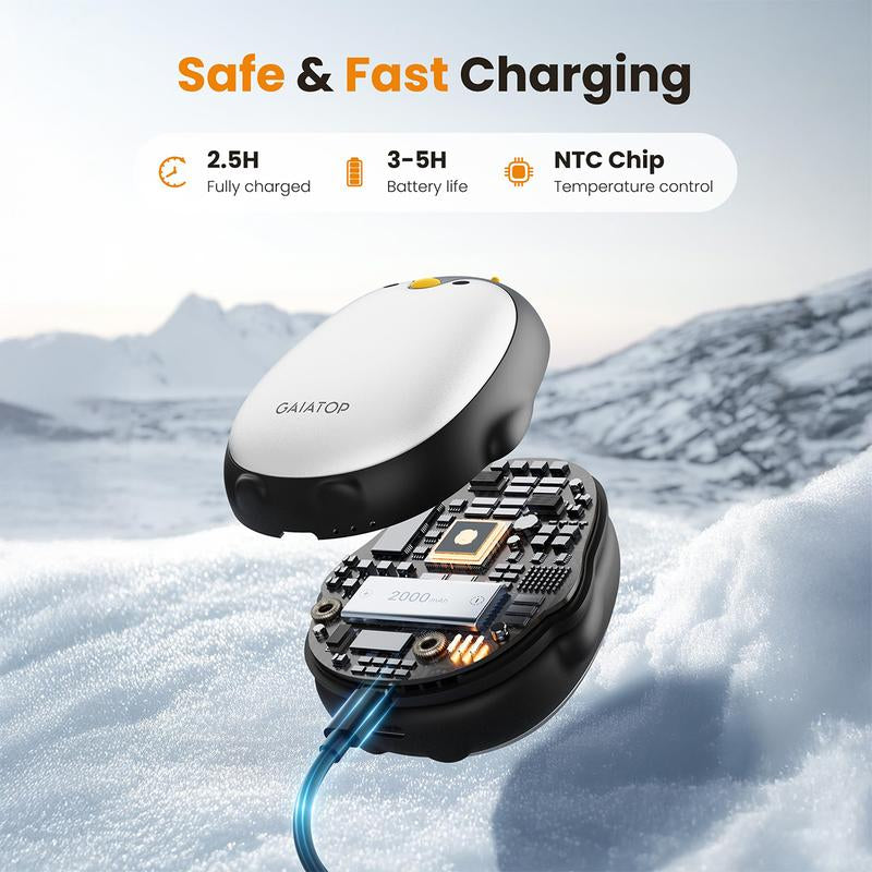 Stay Warm Anywhere GAIATOP Penguin Rechargeable Hand Warmers 2-Pack | 3 Heat Settings, Portable & Rechargeable | Camping, Hunting, Golf, Perfect Gift for Women & Men