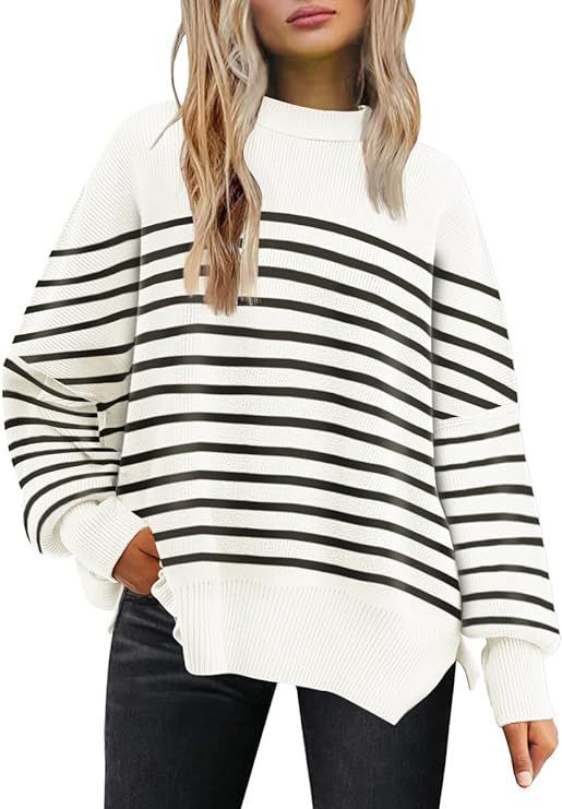 Round-neck batwing long-sleeved sweater