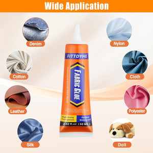 Fabric Glue Permanent, 60 ML Washable Clear Clothing Glue, Super Fabric Adhesive for Rhinestones