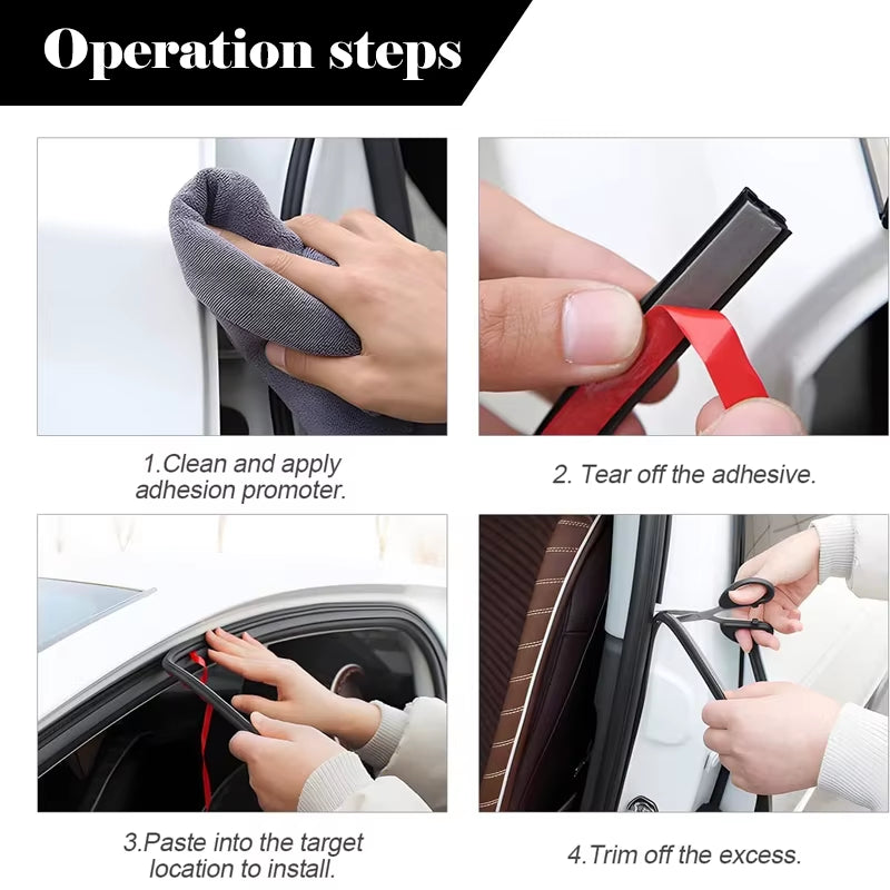 8M Double Layer Car Door Rubber Seal Strips Seal Adhesive Sticker Window Engine Cover Door Trunk Noise Insulation Weatherstrip