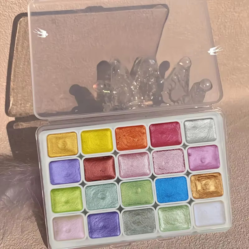 20 Color Pearl Watercolor Pigment, Solid Packaging for Traditional Chinese Painting, Tangka Calligraphy, Color Painting