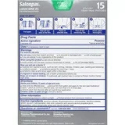 Salonpas LIDOCAINE Pain Relieving Maximum Strength Gel 15Patch New