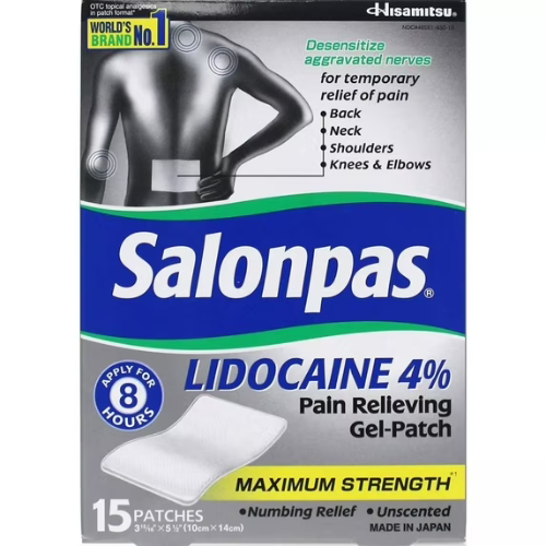 Salonpas LIDOCAINE Pain Relieving Maximum Strength Gel 15Patch New