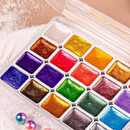 20 Color Pearl Watercolor Pigment, Solid Packaging for Traditional Chinese Painting, Tangka Calligraphy, Color Painting