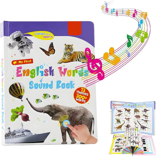 First English Words Sound Book for Babies & Toddlers, My First English Sound Toy Early Learning Book Fun Word Game for Language