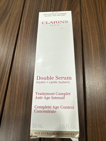 Clarins Double Serum Complete Age Defying Concentrate 1.6oz Hydric + Lipidic NEW