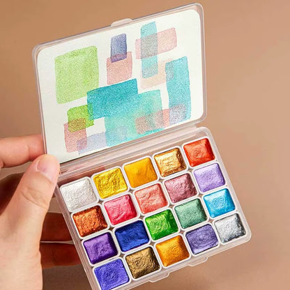20 Color Pearl Watercolor Pigment, Solid Packaging for Traditional Chinese Painting, Tangka Calligraphy, Color Painting