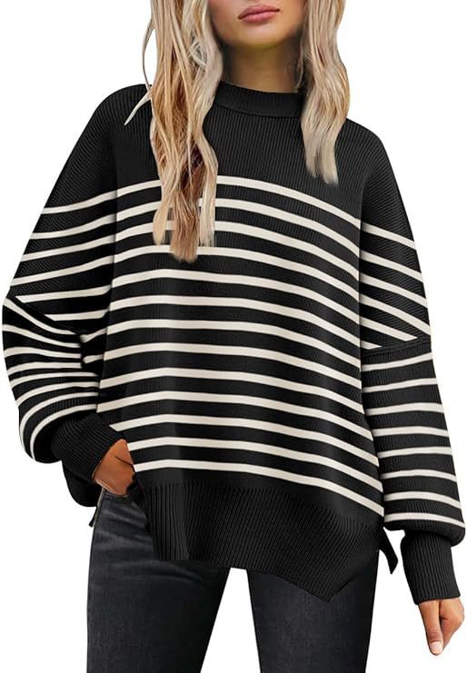 Round-neck batwing long-sleeved sweater