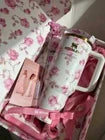 Stanley x Love Shack Fancy Tumbler 40oz Holiday Rosa Beaux White-Gift Box FreeSh