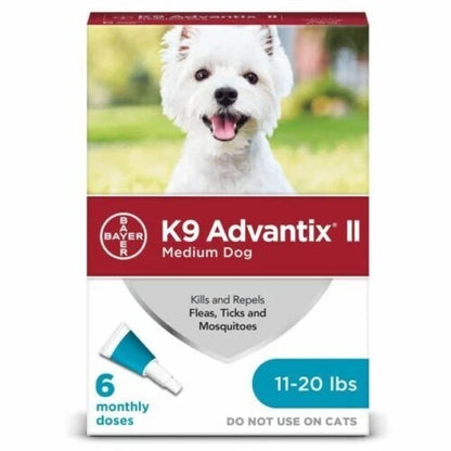 Bayer K9 Advantix II Flea & Tick Spot Treatment for Dogs, 11-20 lbs - 6 Pack NEW