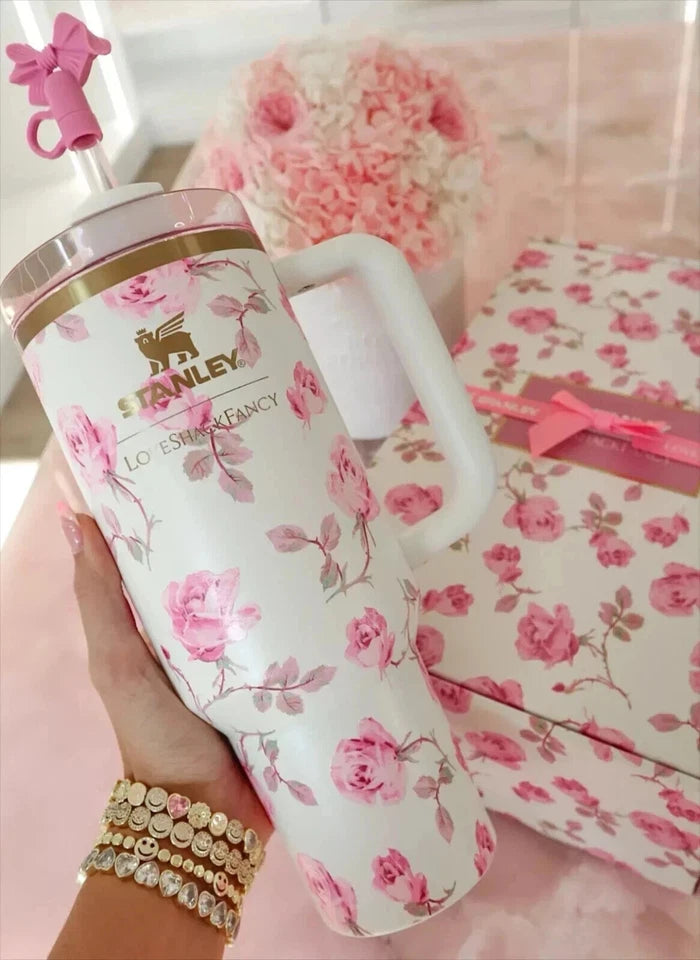 Stanley x Love Shack Fancy Tumbler 40oz Holiday Rosa Beaux White-Gift Box FreeSh