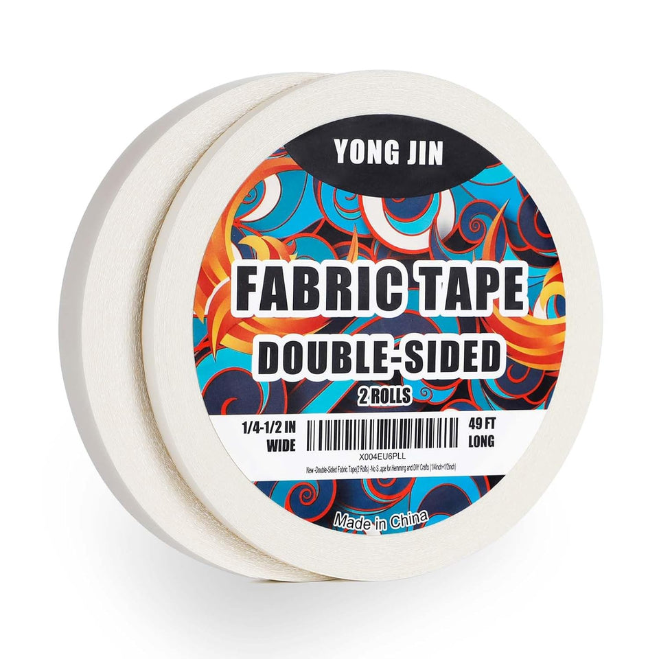 YONGJIN Double-Sided Fabric Tape (2 Rolls) - No Sewing or Ironing Required, Perfect for Quick Clothing Repairs
