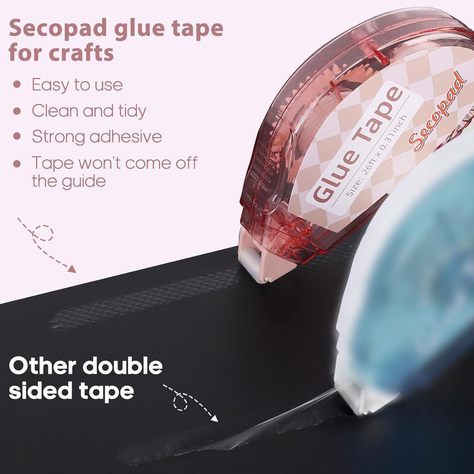 Scrapbook Tape, 4 Pack Double Sided Tape Roller for Crafts, Adhesive Glue Runner Scrapbooking Supplies Journaling School Office